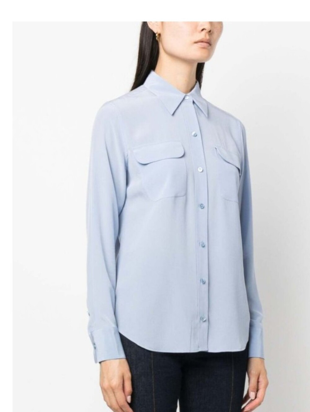 Equipment Light Blue Silk Button-Up Blouse
